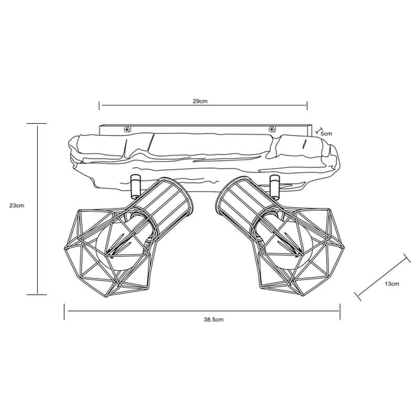 Sufitowa lampa rustykalna Priska 54017W-2 drewno czarna