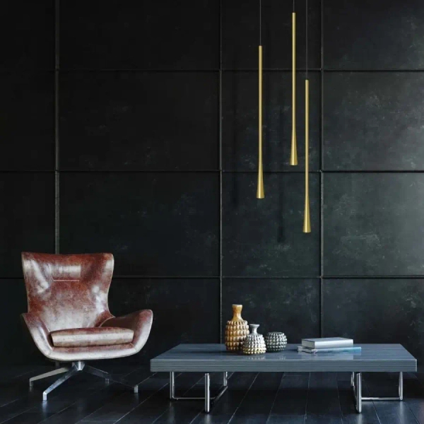 Podłużna wisząca lampa 20143 LED 6W 3000K zwis tuba mosiądz