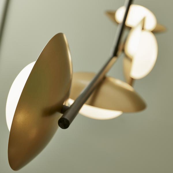Modernistyczna lampa wisząca L&-192036 Light& na listwie złota brązowa