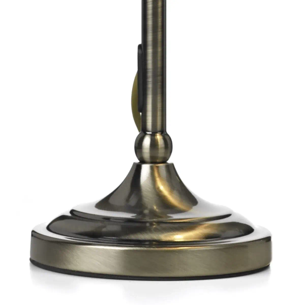 Lampa stołowa antyczna SUFFOLK mosiężna biała metalowa tkaninowa E14 z regulacja SUF4075-X