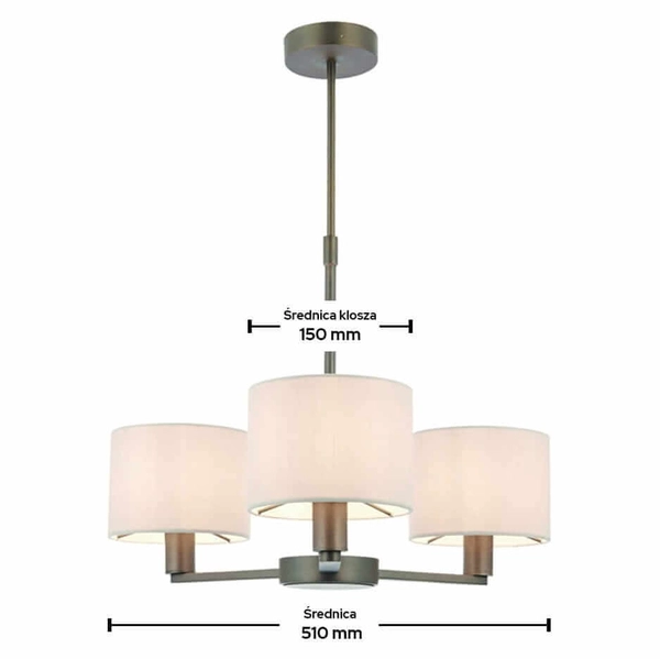 Abażurowa lampa wisząca Daley 73016 Endon do biura antyczny brąz biała