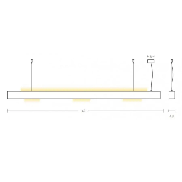 Podłużna wisząca lampa 22208 LED 54W 3000K belka brązowa złota