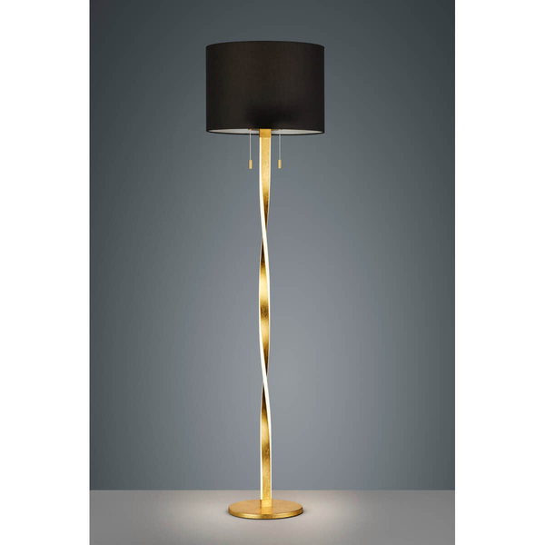 Podłogowa lampa z abażurem Nandor 475310379 metalowa złota czarna