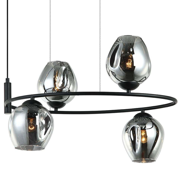 Industrialna LAMPA wisząca ROXANE MDM-4046-4 BK+SG Italux OPRAWA okrągła ring grafitowa