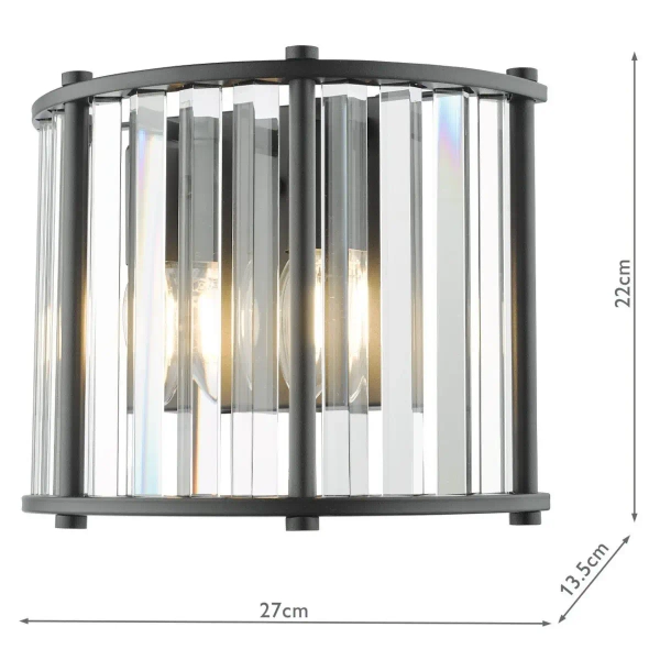 Kryształowa lampa ścienna Kiran KIR0922 glamour czarny