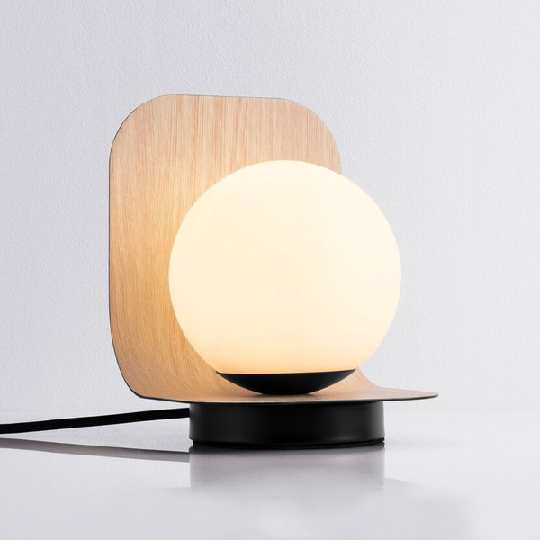 Lampka na biurko HERAS LE44296 bubble ball drewniana czarna