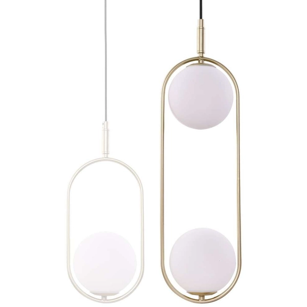 Wisząca lampa modernistyczna CORDEL 32-73464 kula szklana mosiężny biały
