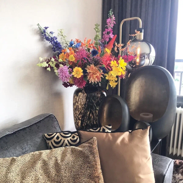 Stojąca lampa do salonu Julius 34738/01/65 Lucide loft czarna złota