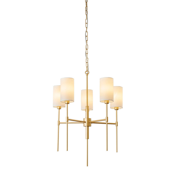 Abażurowa lampa wisząca DARLING ST-9501-5 GOLD złoty biały