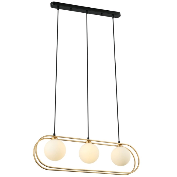 Modernistyczna LAMPA wisząca GROSETTA PND-53423-3-GD Italux owalny zwis do sypialni złoty biały