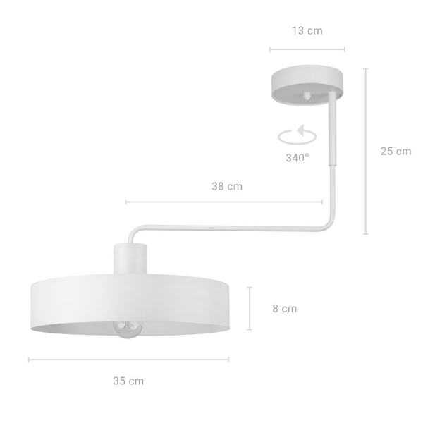 Natynkowa LAMPA sufitowa VASCO 31550 Sigma metalowa OPRAWA okrągły plafon na wysięgniku biały