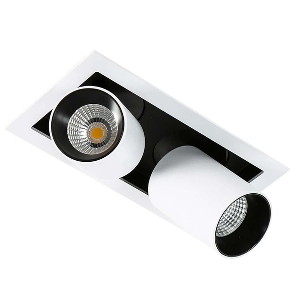Regulowana LAMPA sufitowa MERCANTA GL7117-2/12W 4000K WH+BL Italux metalowa OPRAWA LED 24W wpust tuby białe