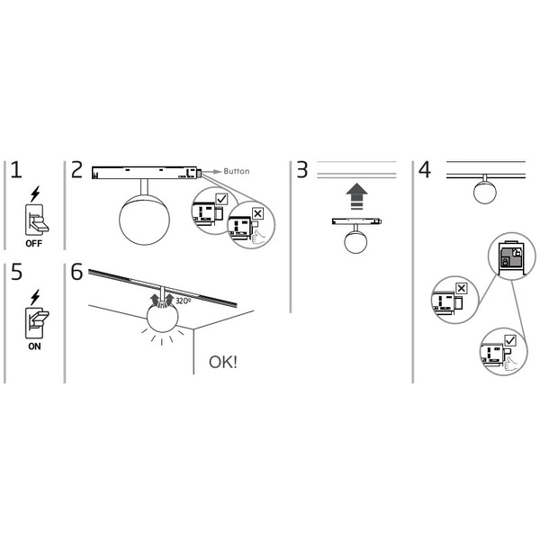Lampa szynowa magnetyczna 1-fazowa Lid 10647 Nowodvorski LED 8W 4000K kula czarna