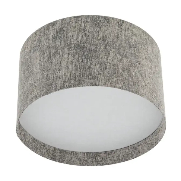 Tkaninowa lampa sufitowa LAGO 11679 do sypialni okrągła szara