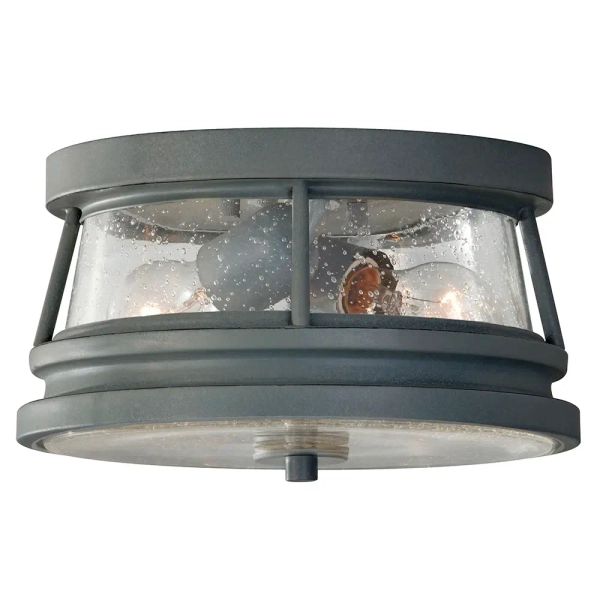 Zewnętrzna LAMPA sufitowa FE-CHELSEAHBR-F Elstead FEISS metalowa OPRAWA okrągła z efektem deszczu IP44 czarna przezroczysta