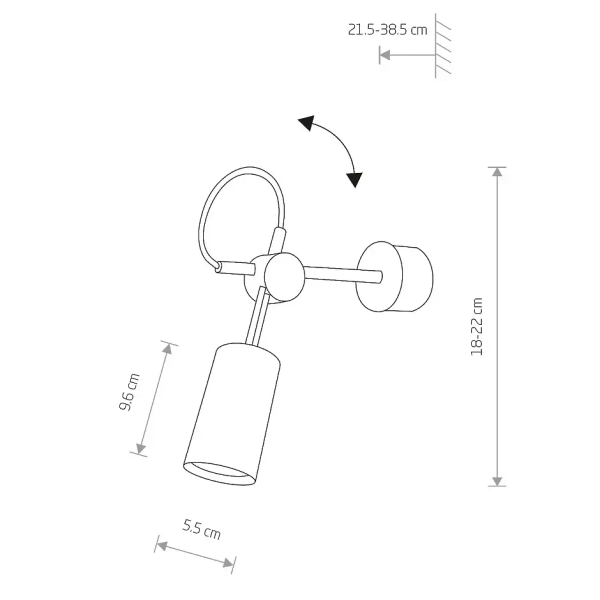 Ścienna lampa z regulacją EYE 6842 tuba metalowa do jadalni czarna