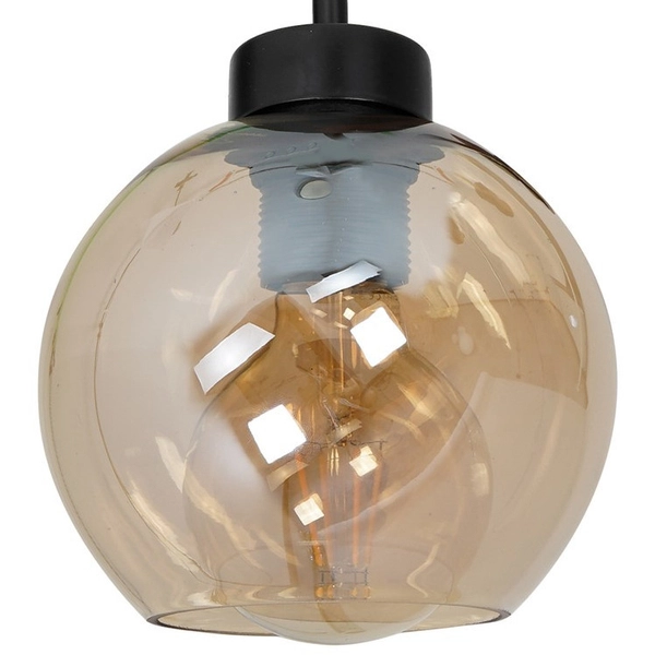 Skandynawska LAMPA ścienna SOFIA MLP6572 Milagro szklana OPRAWA loftowy kinkiet kula czarna bursztynowa