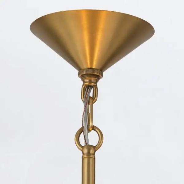 Wisząca lampa do salonu Saucer QN-SAUCER-4P-L-AB-OPAL kula mosiądz