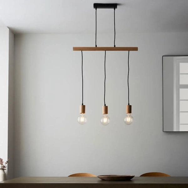 Lampa wisząca rustykalna Sven 101678 do salonu drewniana