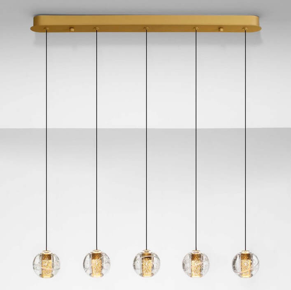 Wisząca lampa na belce CUYO LE44720 LED 16W 3000K balls złota przezroczysta