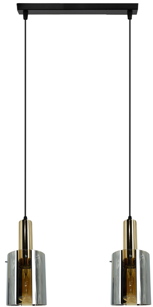 Szklana lampa wisząca 2021/2 BL 2RG do pokoju czarna złota