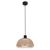 Ryflowana szklana lampa wisząca Apiro PND-84638-BK-AMB bursztynowa
