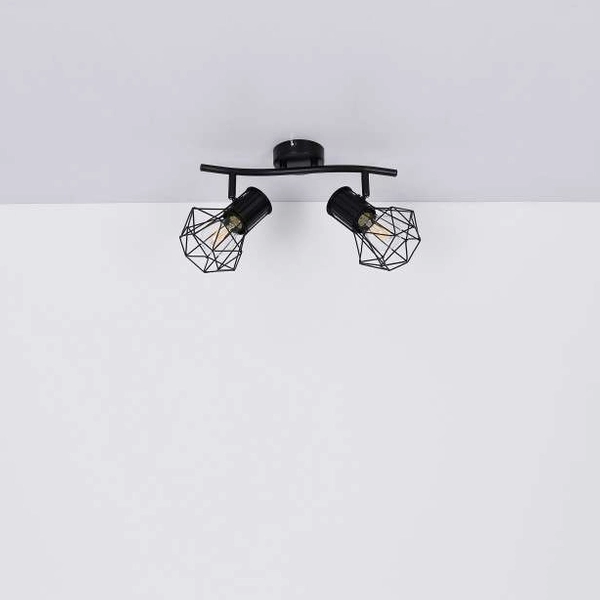 Industrialna LAMPA sufitowa PRISKA 54017-2 Globo metalowa OPRAWA plafon druciane klatki regulowane czarne