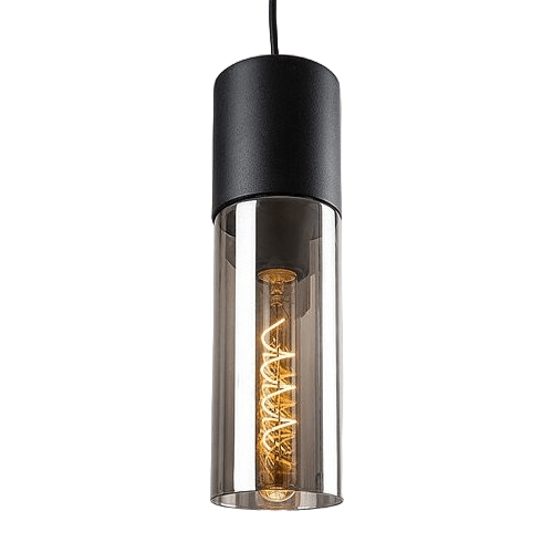 Wisząca lampa loft RONNO 72051 tubka szklana przydymiona czarna