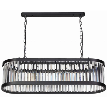 Wisząca LAMPA glamour GALAXY LP-8527/5P Light Prestige szklana OPRAWA na łańcuchu ZWIS pałacowy czarny przezroczysty