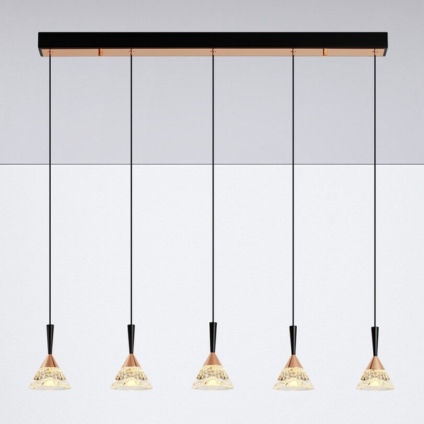 Lampa wisząca na belce GUAY LE44216 LED 30W 3000K crystals czarna złota