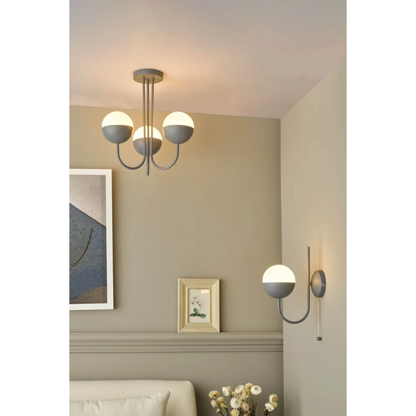 Potrójna lampa sufitowa kula Andre AND0339 szary biały