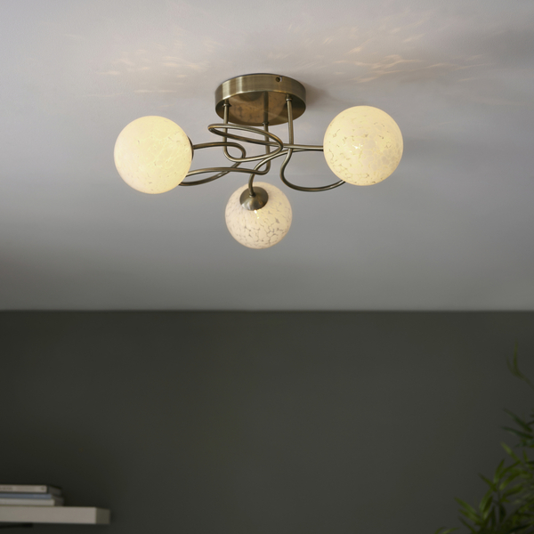 Sufitowa lampa do sypialni Delos 97647 szklane kule mosiądz