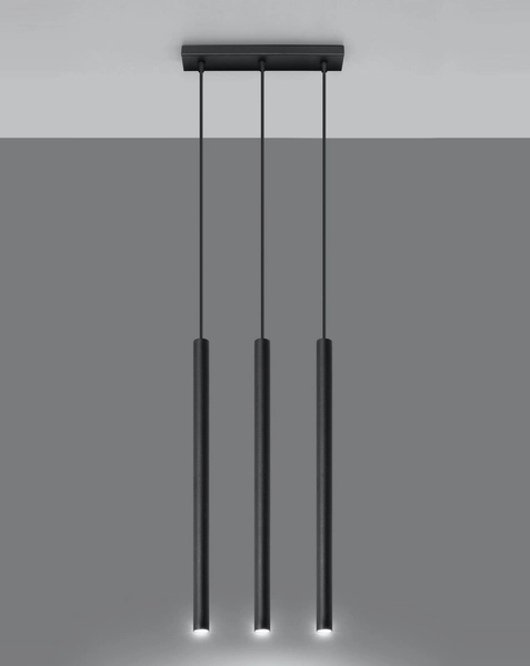 LAMPA wisząca PASTELLO SL.0470 Sollux metalowa listwa tuby sople czarne