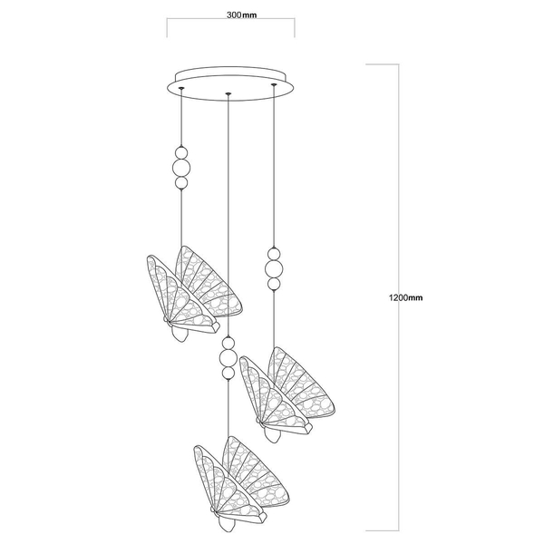 Potrójna lampa wisząca Mariposa LP-1715/3P CH Light Prestige LED 24W 3000-6000K chrom