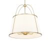 Modernistycza lampa wisząca SAVANNAH biała złota metalowa art deco z abażurem P05545BR-WH