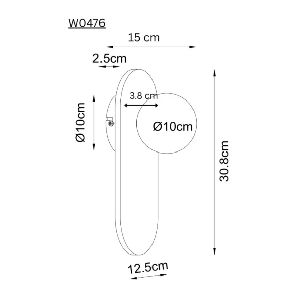 Lampa ścienna POINT W0476 brązowa biała drewniana szklana kula G9 okrągła do jadalni