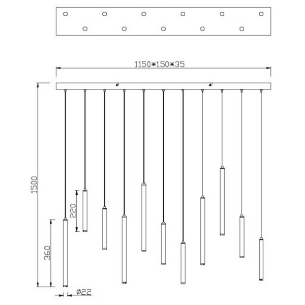 Wisząca lampa nad wyspę TUBULAR 321611132 Trio LED 2,5W 3000K czarny