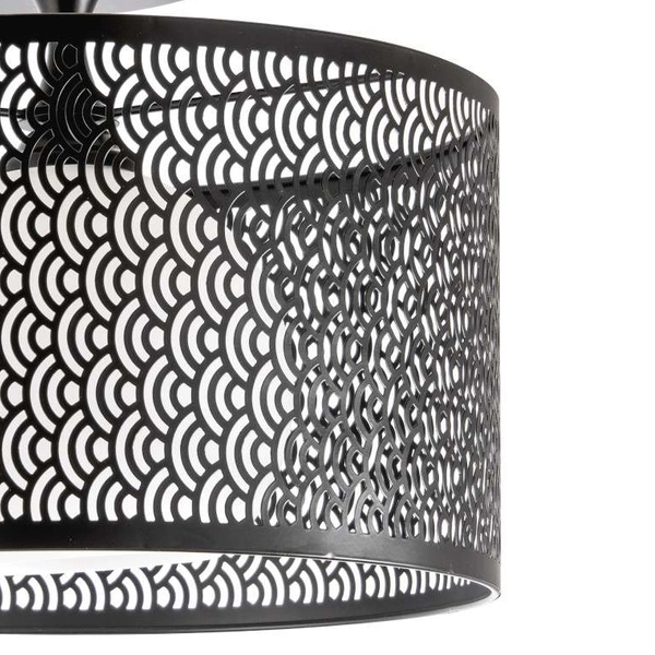 Lampa sufitowa VEN N2100/1H ażurowa kula szklana czarna biała