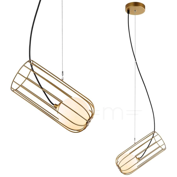 LAMPA wisząca COCO MDM-3941/1 GD Italux druciana OPRAWA metalowa ZWIS szklana kula ball klatka loft złota
