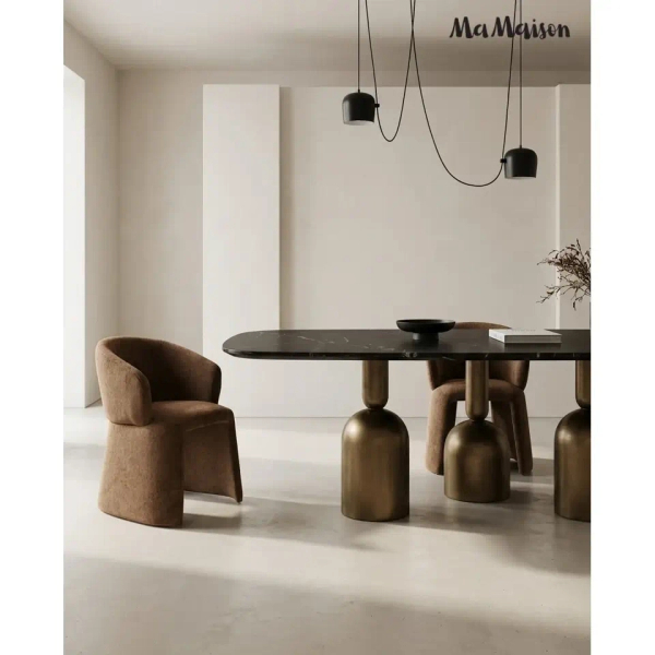 Prostokątny stół RINGO MM001501100393 czarny złoty dekor marmuru 240x120cm