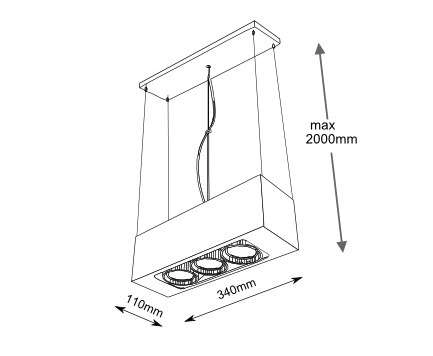 LAMPA wisząca SETO 5504 Shilo regulowana OPRAWA metalowy ZWIS belka czarna