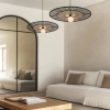 Wisząca bambusowa lampa 19104 dysk do jadalni nad stół czarny