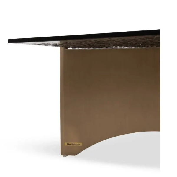 Czarna ława MANTA MM001501100394 złota szklana do salonu 130x70cm