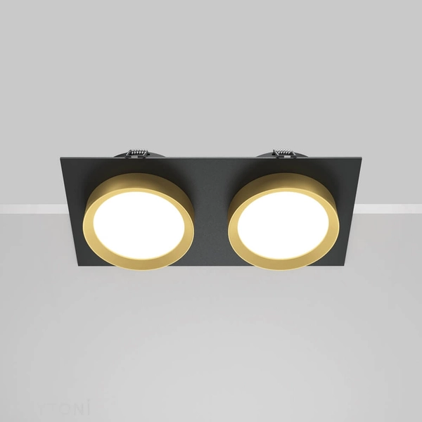 Podwójna lampa wpuszczana Hoop DL086-02-GX53-SQ-BG sufitowa czarny złoty