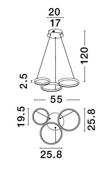 Wisząca lampa pokojowa GARCIA LE42826 rings LED 28W 3000K złota