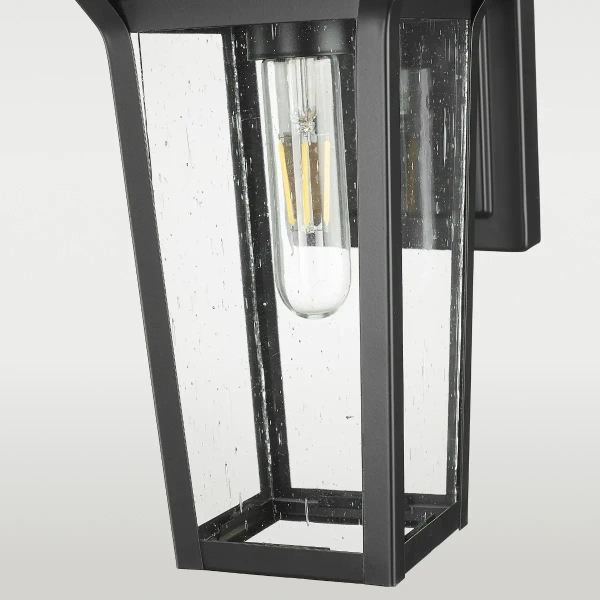 Ścienny kinkiet latarnia Zurich W01609BK Cosmolight szklany IP23 czarny