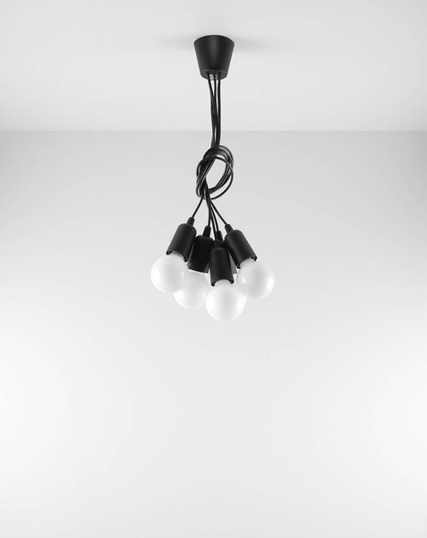 Industrialna LAMPA wisząca SL.0574 przewody OPRAWKA zwis pająk czarna