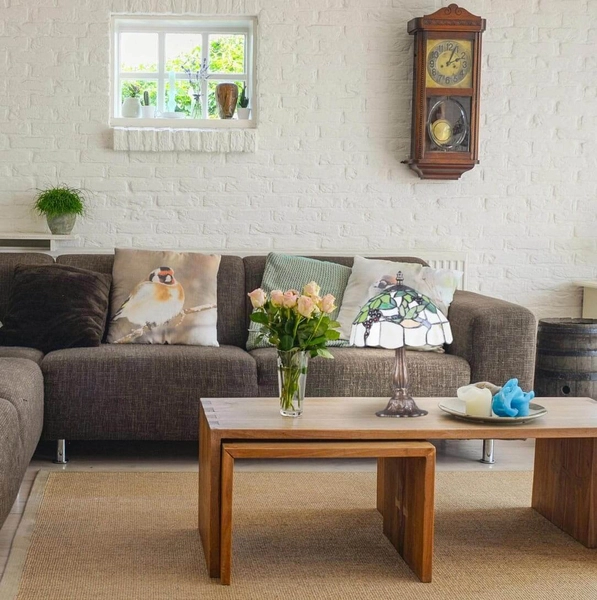 Lampa stojąca Teco K-G08789 na komodę brązowa zielona