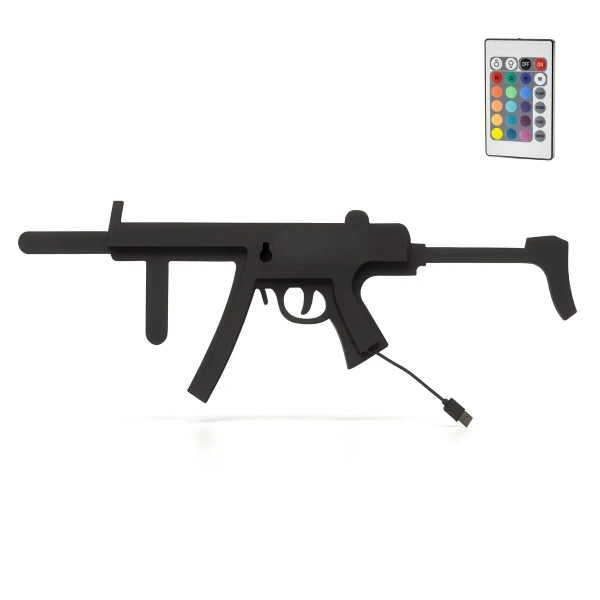 Młodzieżowy kinkiet ścienny KLMP5 LED RGB karabin USB czarny