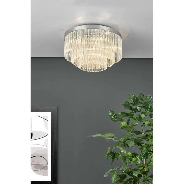 Kryształowy plafon Logan LOG5408 glamour okrągły chrom